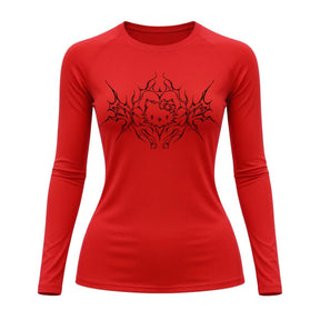 Camiseta Compressão Uv Manga Longa Cyber Tribal Black Heart Hello Kitty Rash Guard