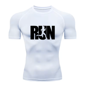 Camisa Compressão Proteção Uv 50+ Estampada Tecido Gelado Segunda Pele Manga Curta Corrida Run Runner Correr