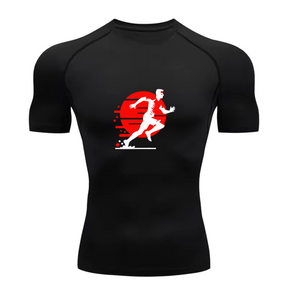 Camisa Compressão Proteção Uv 50+ Estampada Tecido Gelado Segunda Pele Manga Curta Corrida Run