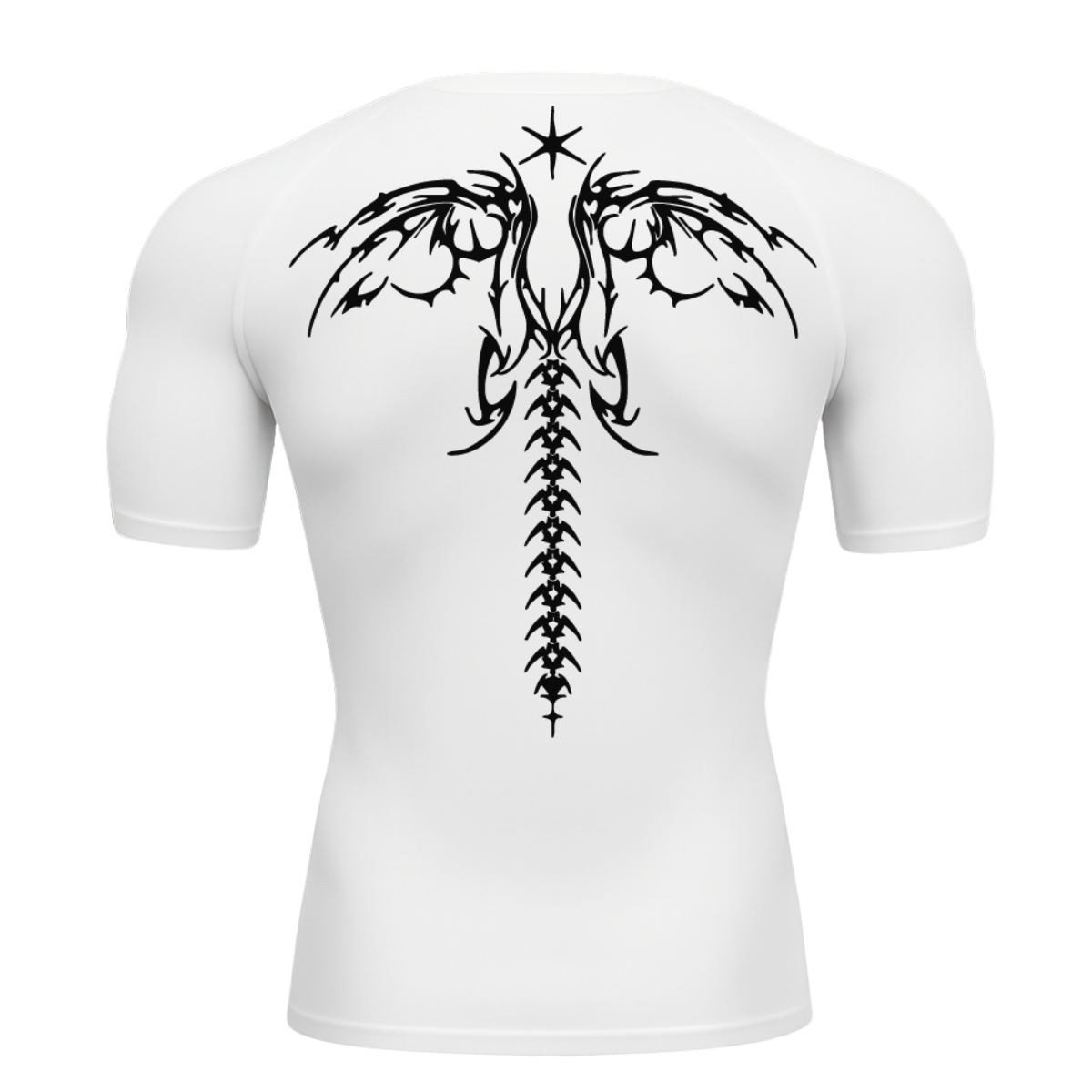 Camiseta Curta Compressão Proteção UV Cyber Tribal Asas 02 Costas