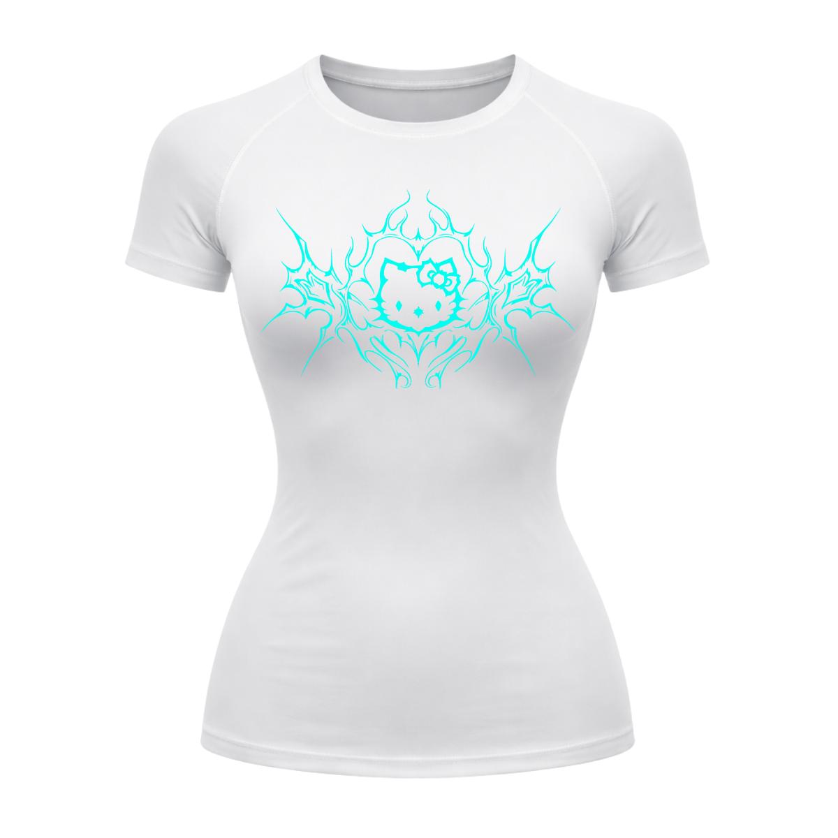 Camiseta Compressão Uv Manga Curta Cyber Tribal Black Heart Hello Kitty Rash Guard