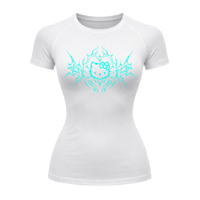Camiseta Compressão Uv Manga Curta Cyber Tribal Black Heart Hello Kitty Rash Guard