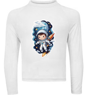 Camiseta Menino Astronauta Explorando O Espaço Térmica Juvenil Infantil Proteção Solar Uv 50+ Estampada - 07