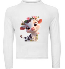 Camiseta Porquinho Fofo Com Coroa De Flores Térmica Juvenil Infantil Proteção Solar Uv 50+ Estampada - 14