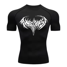 Camiseta Curta Compressão Proteção UV Cyber Tribal Narcissist Frente