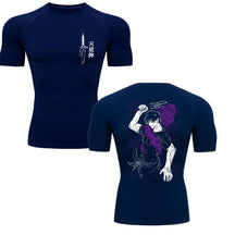 Camiseta Compressão Proteção Uv 50+ Manga Curta Jujutsu Kaisen Toji Zenin Behind Rash Guard