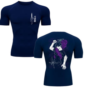 Camiseta Compressão Proteção Uv 50+ Manga Curta Jujutsu Kaisen Toji Zenin Behind Rash Guard