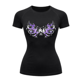 Camiseta Compressão Uv Manga Curta Cyber Tribal Black Heart Hello Kitty Rash Guard