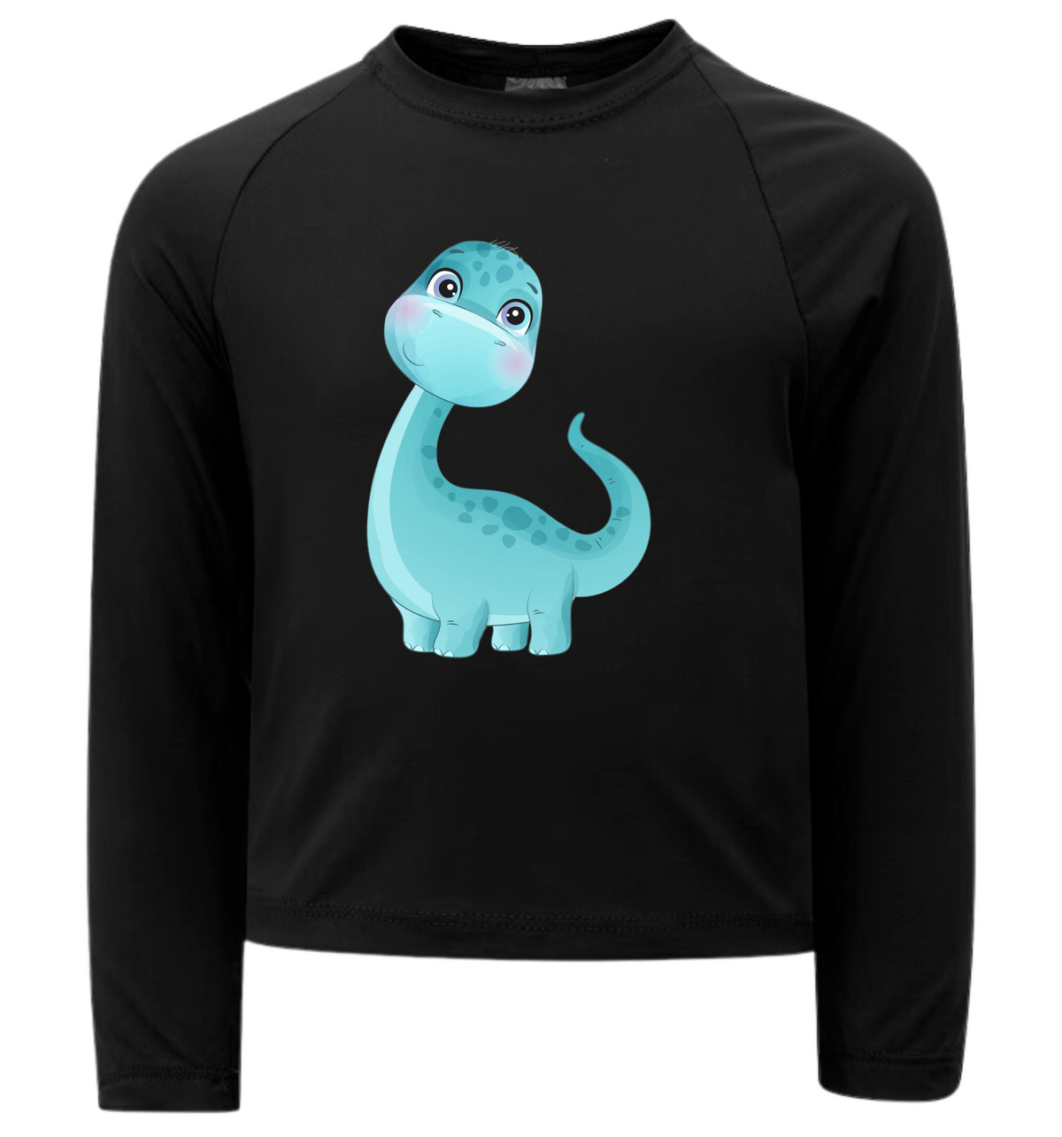 Camiseta Dinossauro Fofinho Azul Térmica Juvenil Infantil Proteção Solar Uv 50+ Estampada - 01