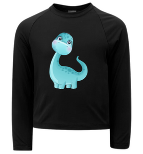 Camiseta Dinossauro Fofinho Azul Térmica Juvenil Infantil Proteção Solar Uv 50+ Estampada - 01