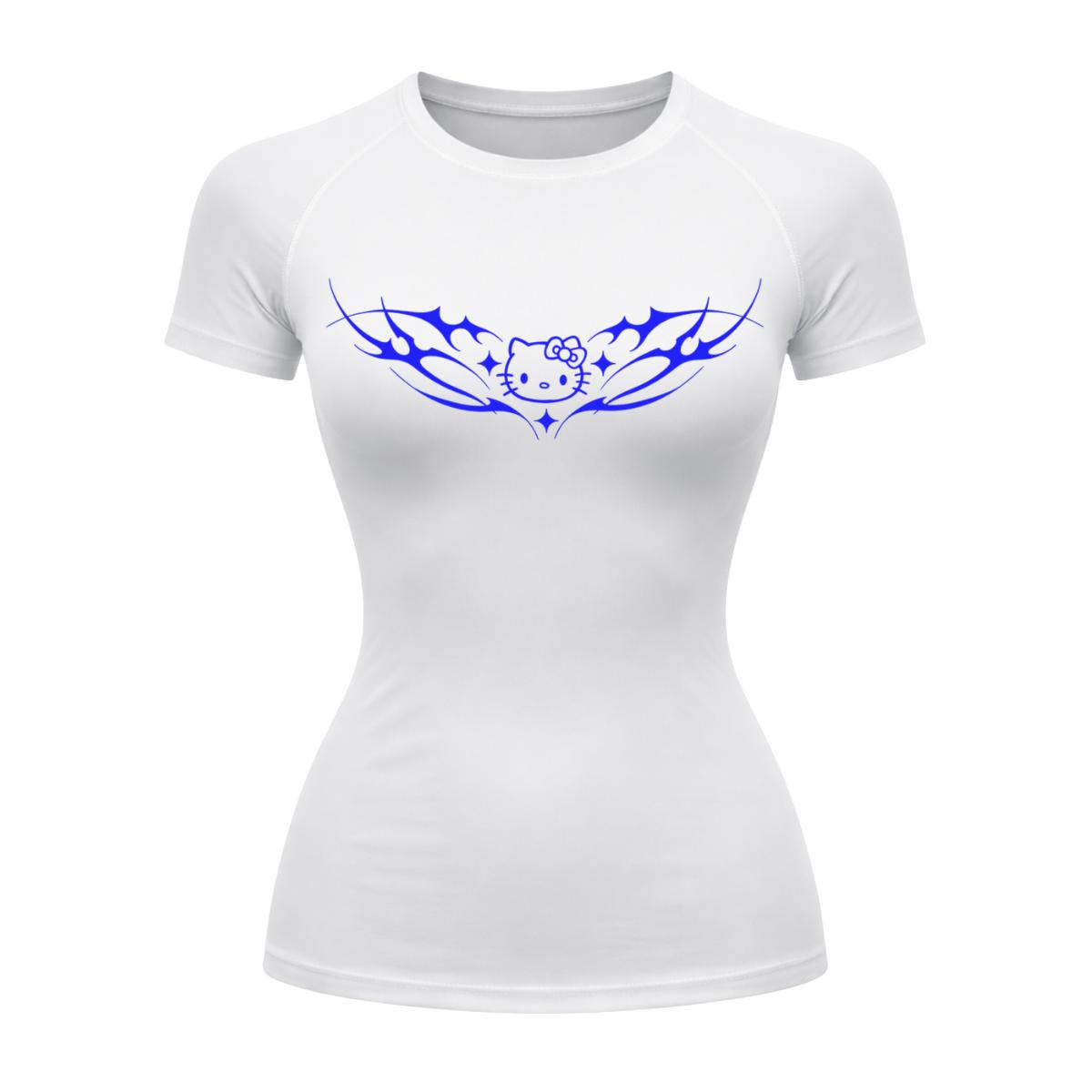 Camiseta Compressão Uv Manga Curta Cyber Tribal Angel Hello Kitty Rash Guard