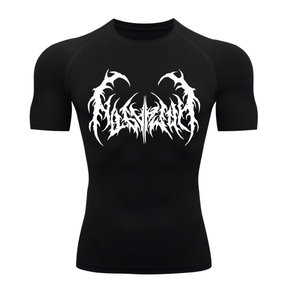 Camiseta Curta Compressão Proteção UV Cyber Tribal Dark Metal Rash Guard