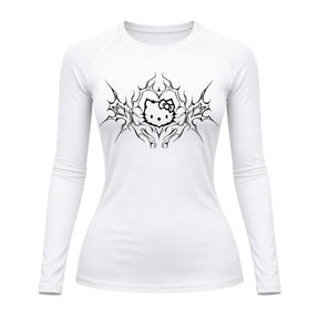 Camiseta Compressão Uv Manga Longa Cyber Tribal Black Heart Hello Kitty Rash Guard
