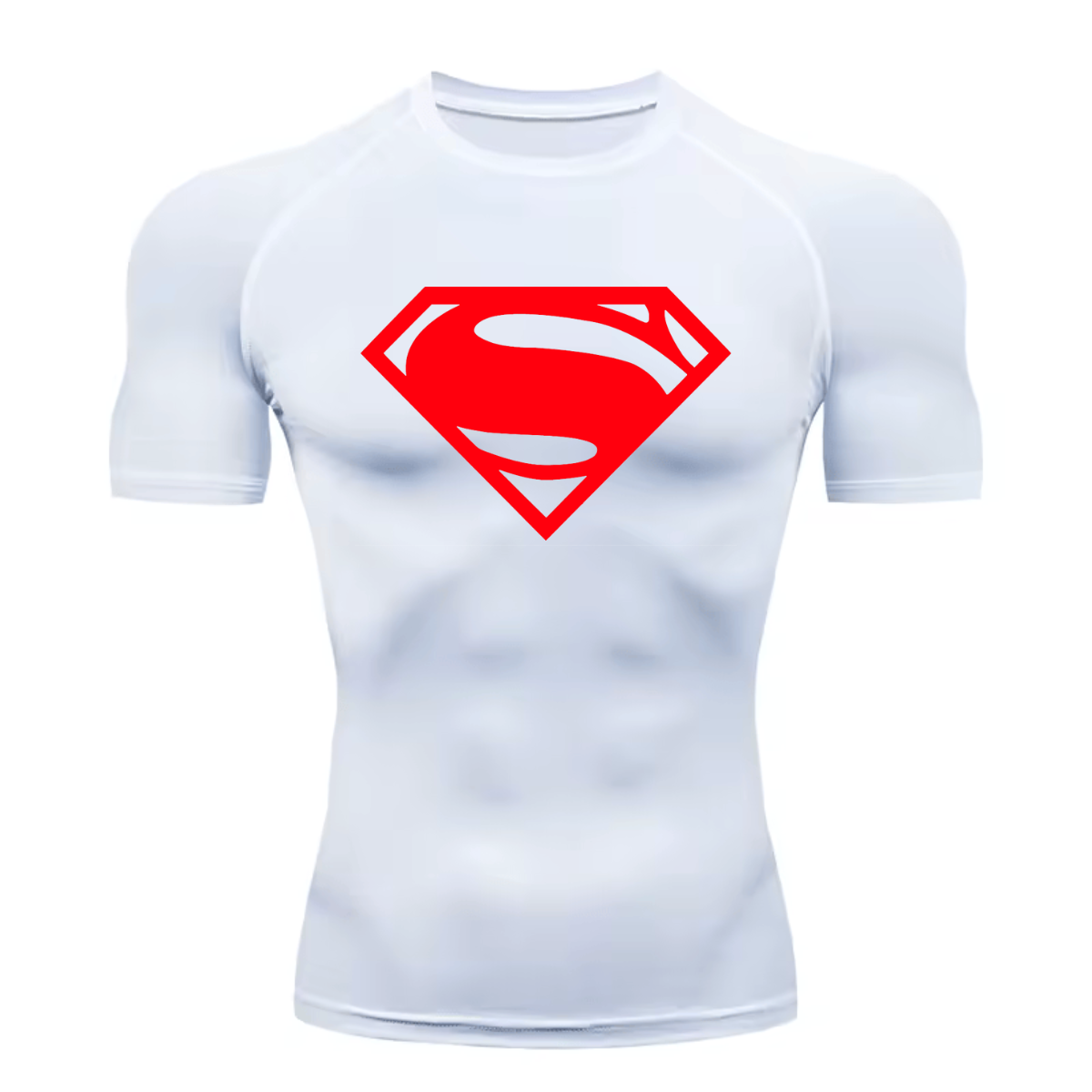 Camisa Compressão Proteção Uv 50+ Estampada Tecido Gelado Segunda Pele Manga Curta Símbolo Super Man Super Homem