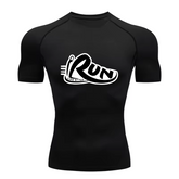 Camisa Compressão Proteção Uv 50+ Estampada Tecido Gelado Segunda Pele Manga Curta RUN Corrida Treino Força Fitness Uv