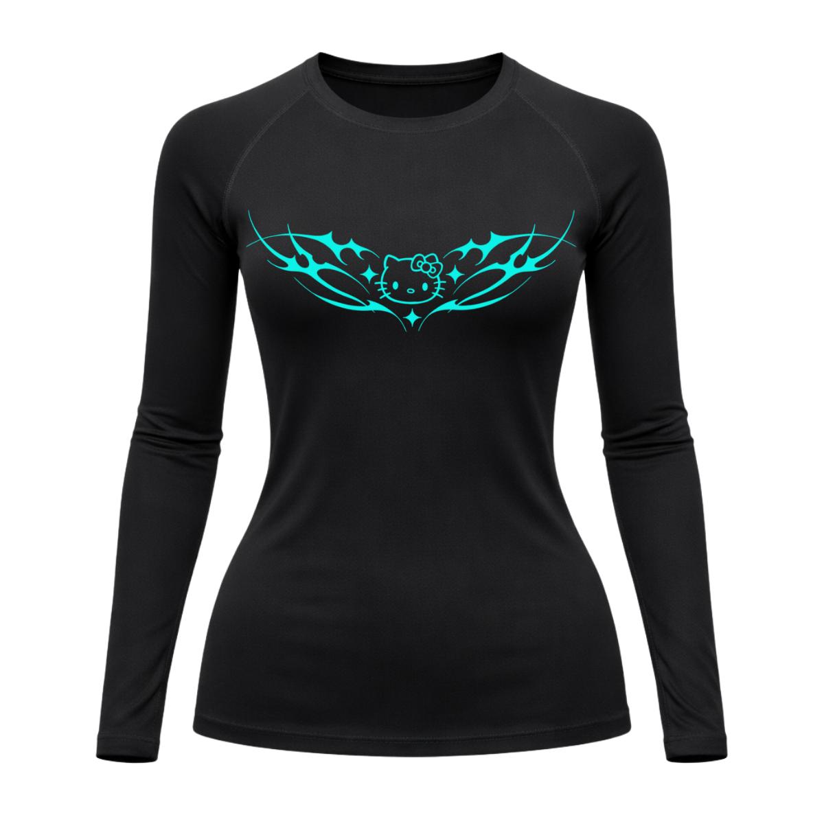 Camiseta Compressão Uv Manga Longa Cyber Tribal Angel Hello Kitty Rash Guard