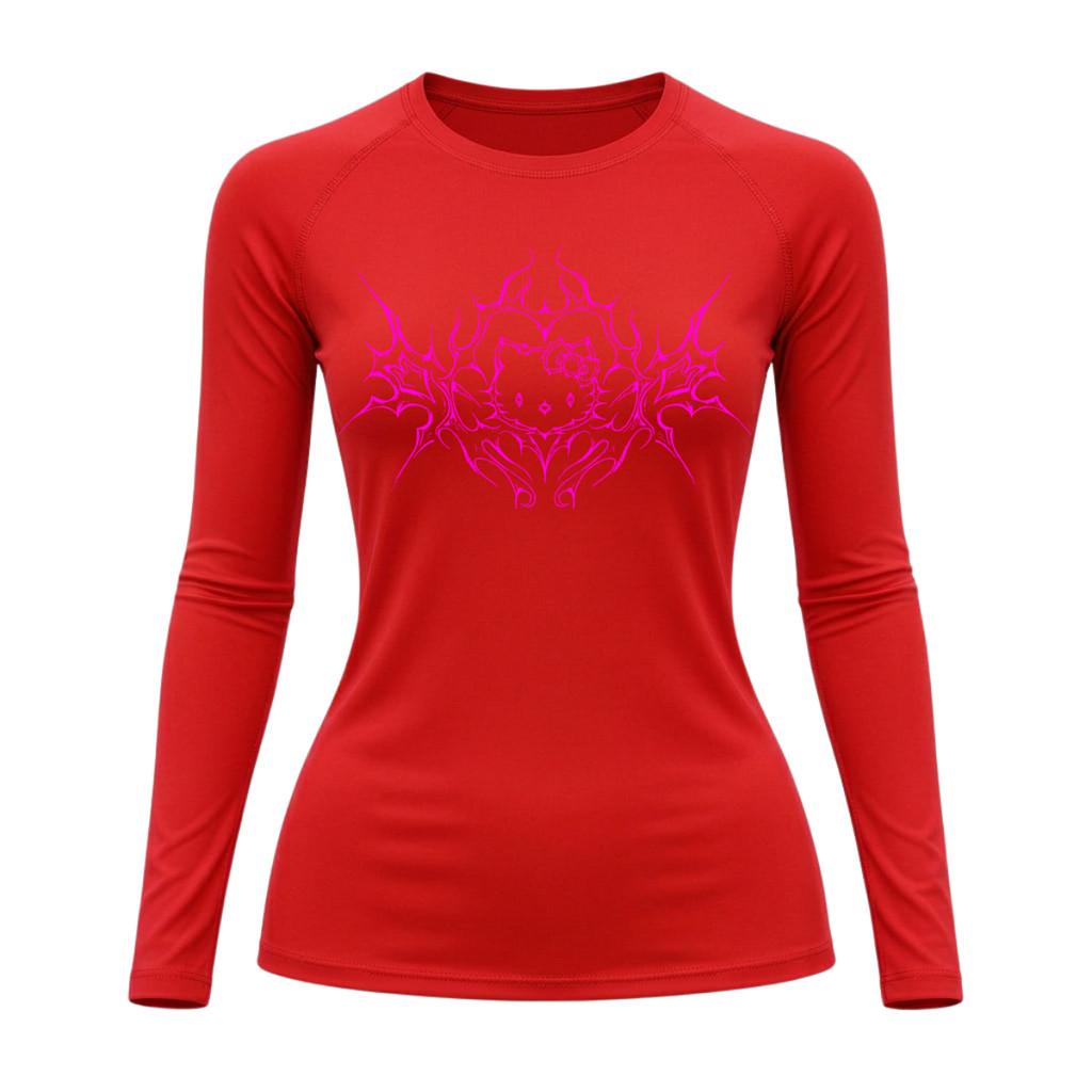 Camiseta Compressão Uv Manga Longa Cyber Tribal Black Heart Hello Kitty Rash Guard
