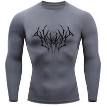 Camiseta Compressão Proteção Uv Estampada Na Frente Tecido Gelado Segunda Pele Manga Longa Cyber Tribal Draion