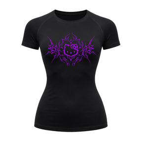 Camiseta Compressão Uv Manga Curta Cyber Tribal Black Heart Hello Kitty Rash Guard