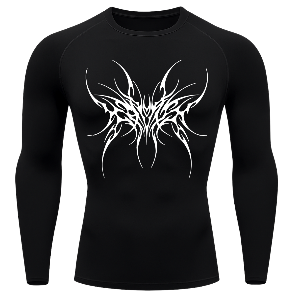 Camiseta Longa Compressão Proteção UV Cyber Tribal Cybersigilism Rash Guard