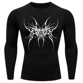 Camiseta Longa Compressão Proteção UV Cyber Tribal Cybersigilism Rash Guard