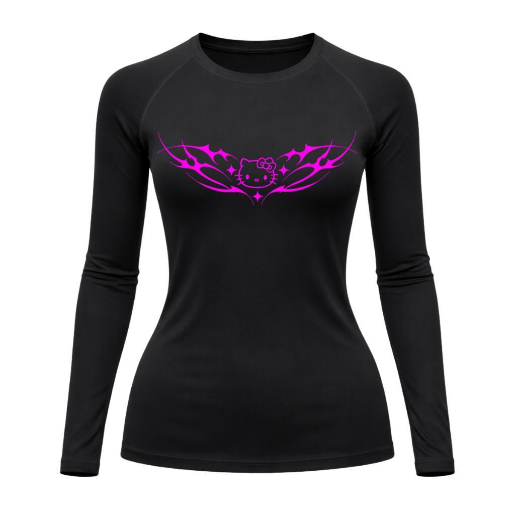 Camiseta Compressão Uv Manga Longa Cyber Tribal Angel Hello Kitty Rash Guard