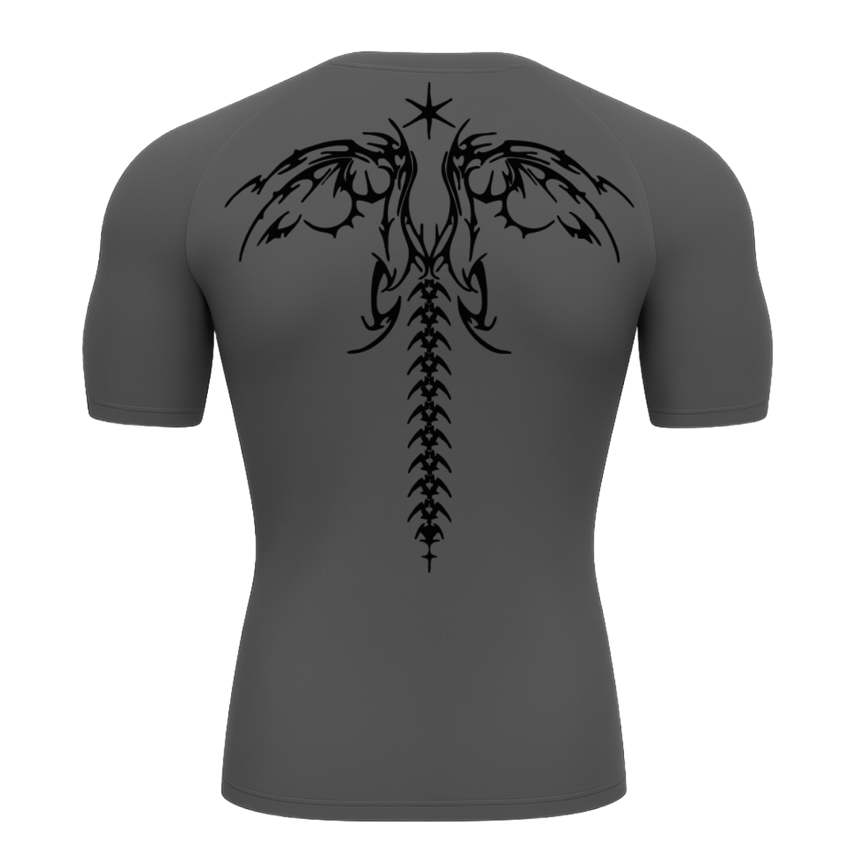 Camiseta Curta Compressão Proteção UV Cyber Tribal Asas 02 Costas