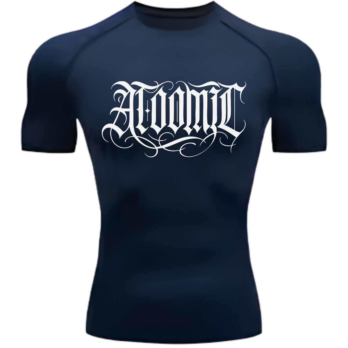 Camiseta Compressão Térmica Proteção UV +50 Manga Curta Lettering Tattoo Atoomic Gótico