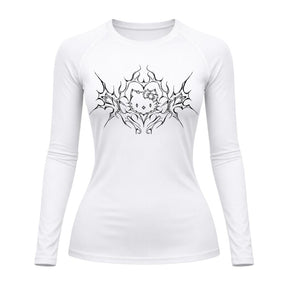 Camiseta Compressão Uv Manga Longa Cyber Tribal Black Heart Hello Kitty Rash Guard