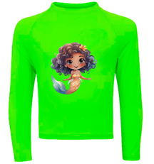 Camiseta Sereia Fofinha Calda Laranja Térmica Juvenil Infantil Proteção Solar Uv 50+ Estampada - 02