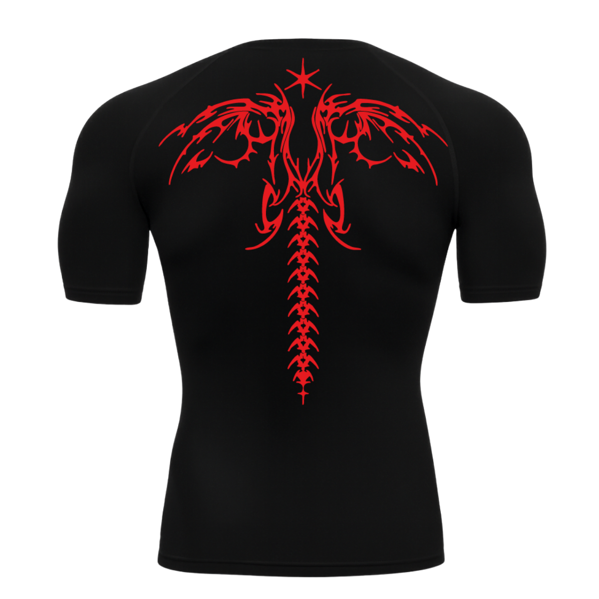 Camiseta Curta Compressão Proteção UV Cyber Tribal Asas 02 Costas