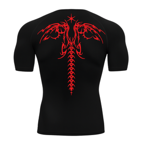 Camiseta Curta Compressão Proteção UV Cyber Tribal Asas 02 Costas