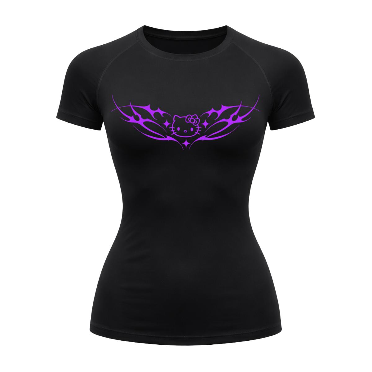 Camiseta Compressão Uv Manga Curta Cyber Tribal Angel Hello Kitty Rash Guard
