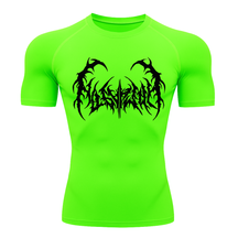 Camiseta Curta Compressão Proteção UV Cyber Tribal Dark Metal Rash Guard