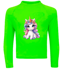 Camiseta Unicórnio Fofo Sentado Colorido Térmica Juvenil Infantil Proteção Solar Uv 50+ Estampada - 07