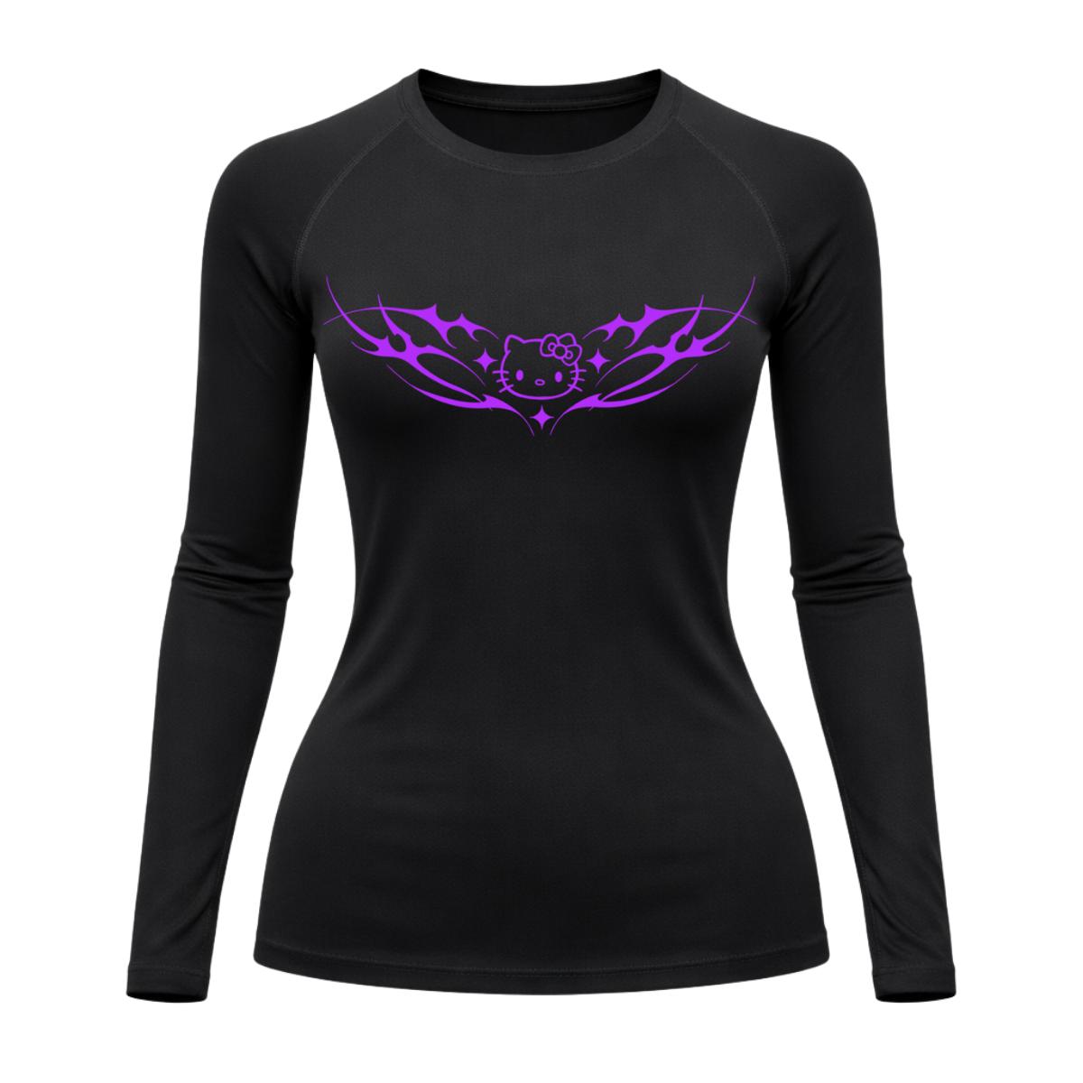 Camiseta Compressão Uv Manga Longa Cyber Tribal Angel Hello Kitty Rash Guard