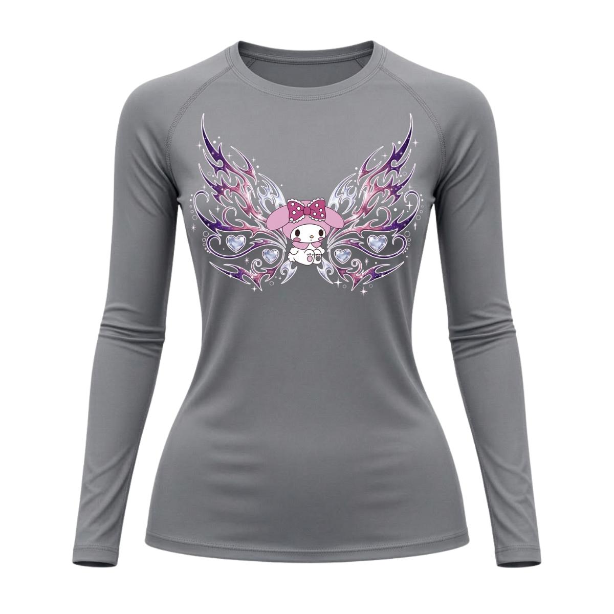 Camiseta Compressão Uv Manga Longa Cyber Tribal My Melody Hello Kitty Rash Guard