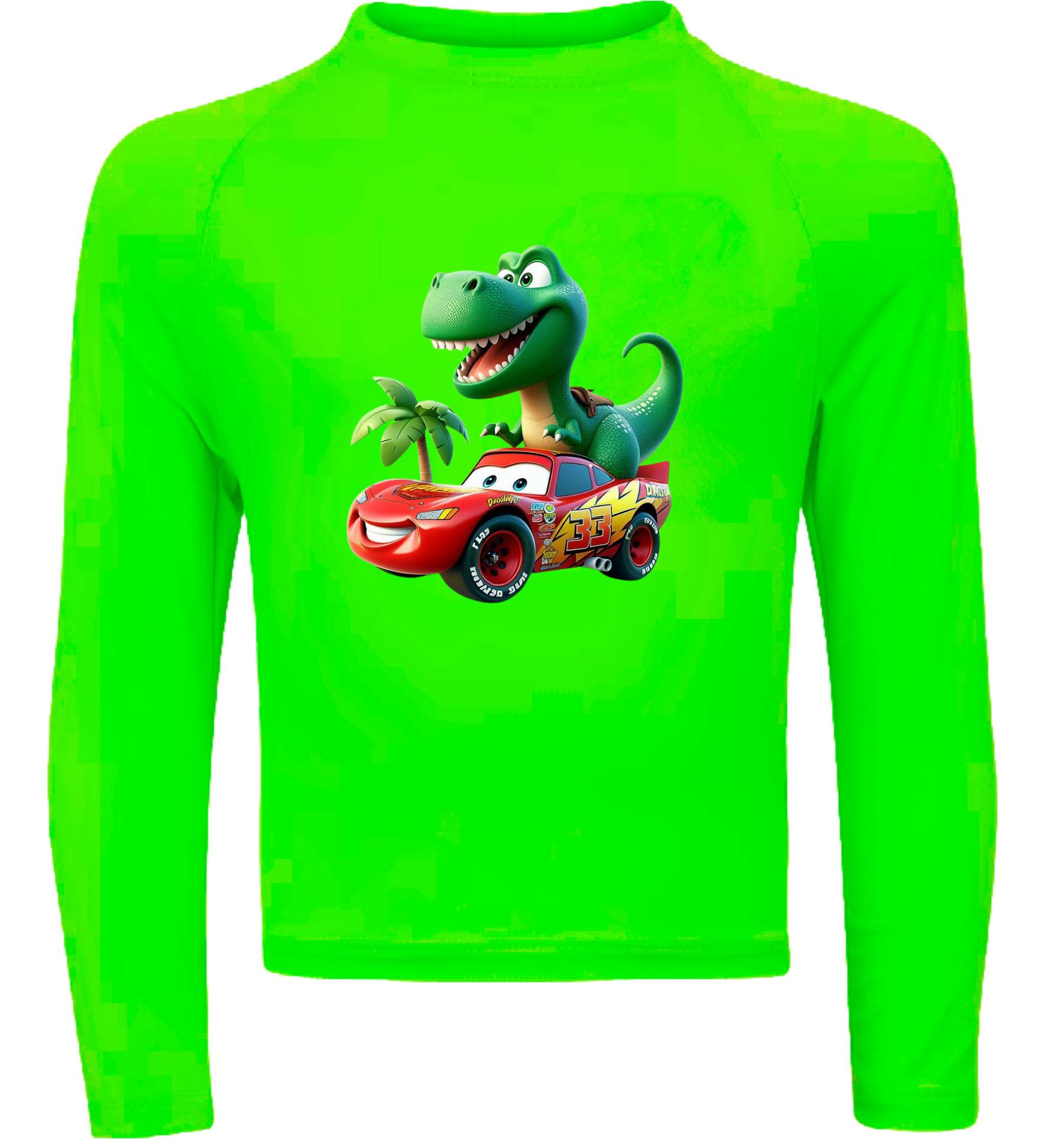 Camiseta Relâmpago Mcqueen Correndo com T-Rex Térmica Juvenil Infantil Proteção Solar Uv 50+ Estampada - 16