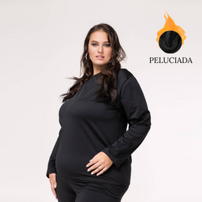 Camisa Plus Size Térmica Tecido Peluciado Feminino