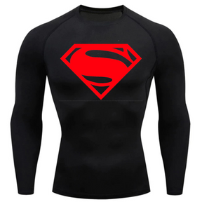 Camisa Compressão Proteção Uv 50+ Estampada Tecido Gelado Segunda Pele Manga Longa Símbolo Super Man Super Homem