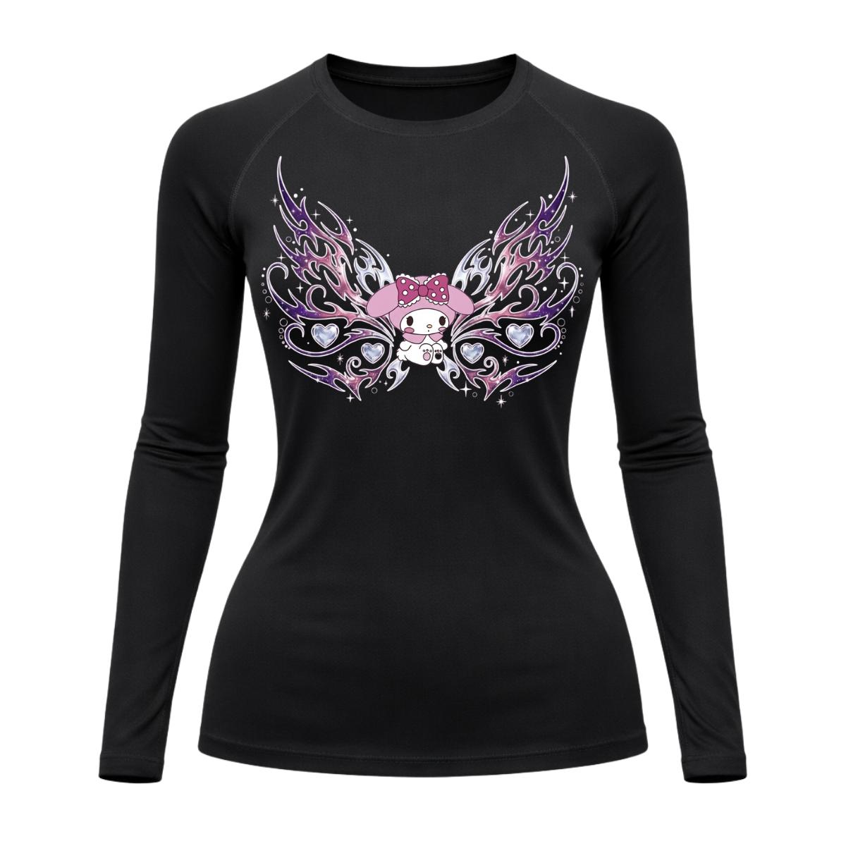 Camiseta Compressão Uv Manga Longa Cyber Tribal My Melody Hello Kitty Rash Guard