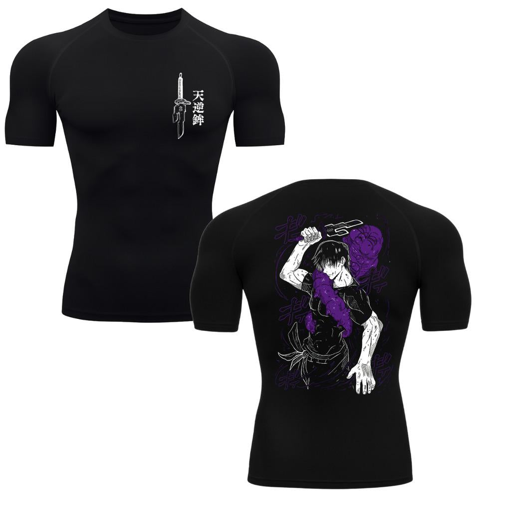 Camiseta Compressão Proteção Uv 50+ Manga Curta Jujutsu Kaisen Toji Zenin Behind Rash Guard