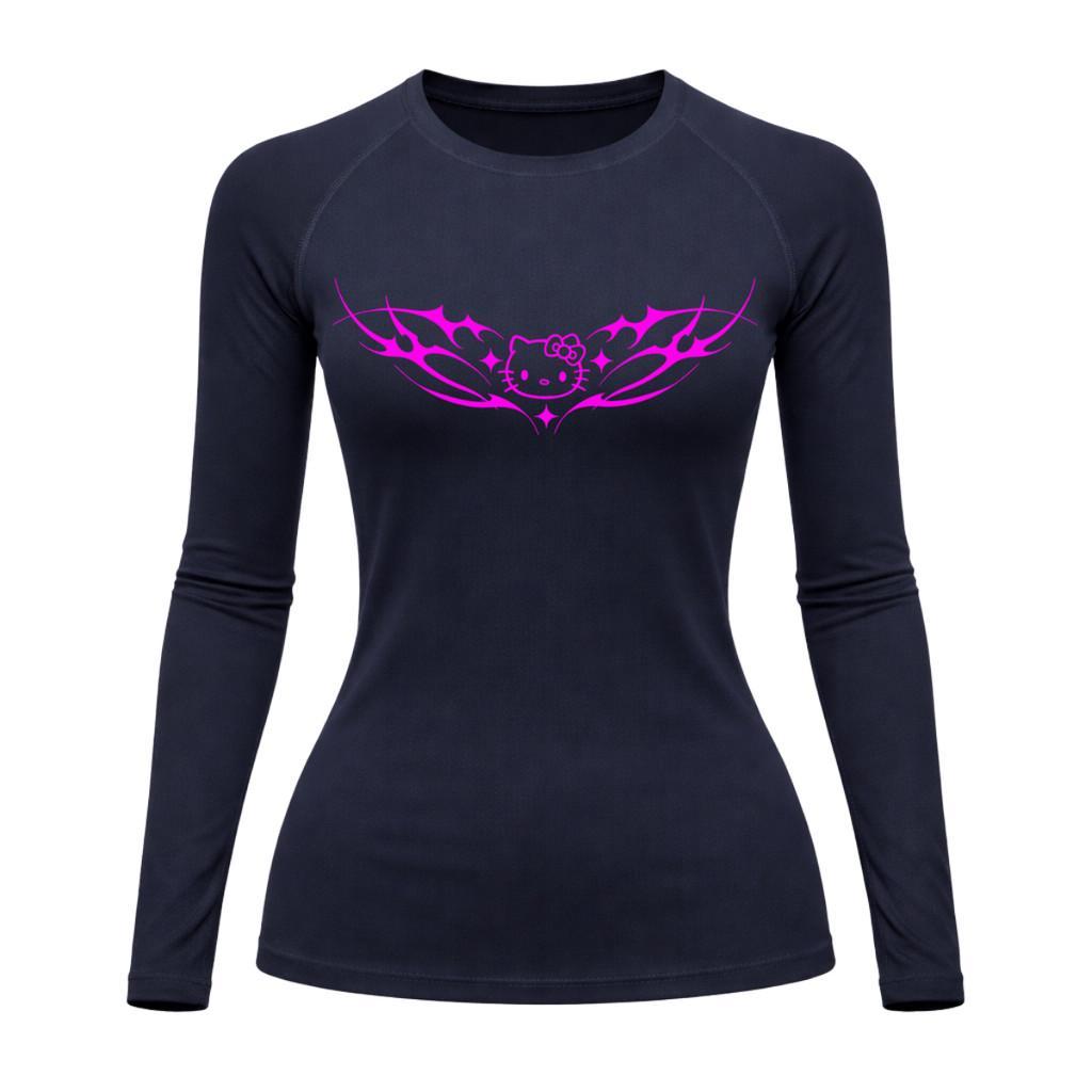Camiseta Compressão Uv Manga Longa Cyber Tribal Angel Hello Kitty Rash Guard