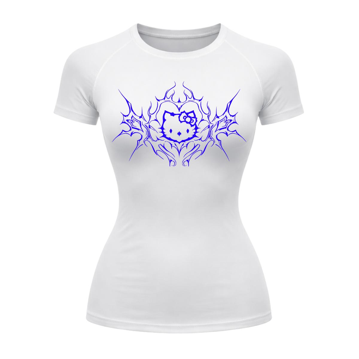 Camiseta Compressão Uv Manga Curta Cyber Tribal Black Heart Hello Kitty Rash Guard