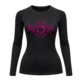 Camiseta Compressão Uv Manga Longa Cyber Tribal Black Heart Hello Kitty Rash Guard