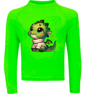 Camiseta Dragão Verde Fofo De Blusa Térmica Juvenil Infantil Proteção Solar Uv 50+ Estampada - 20