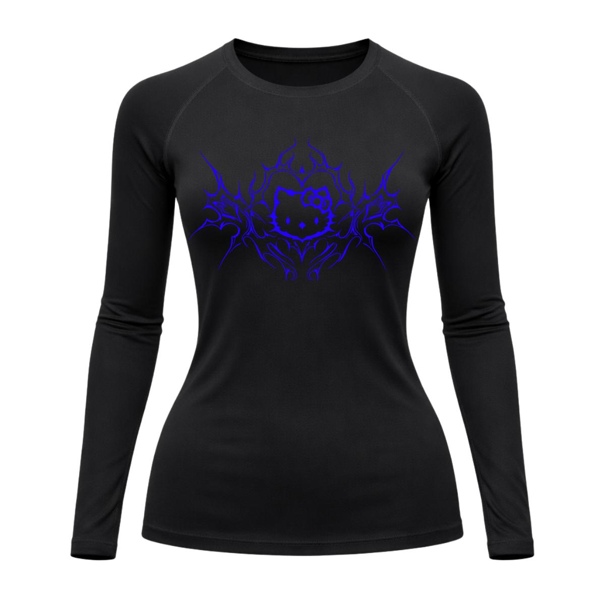 Camiseta Compressão Uv Manga Longa Cyber Tribal Black Heart Hello Kitty Rash Guard