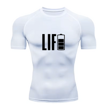 Camisa Compressão Proteção Uv 50+ Estampada Tecido Gelado Segunda Pele Manga Curta Life Carregando As Energias Academia