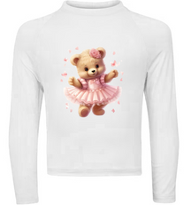 Camiseta Ursinha Fofa Com Vestido Rosa Térmica Juvenil Infantil Proteção Solar Uv 50+ Estampada - 10