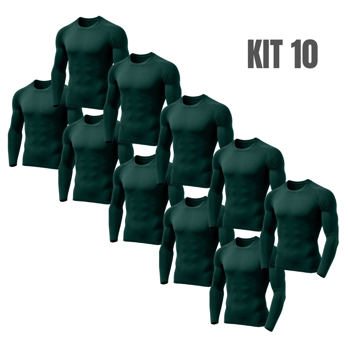kit 10 camisas térmicas com proteção UV verde militar